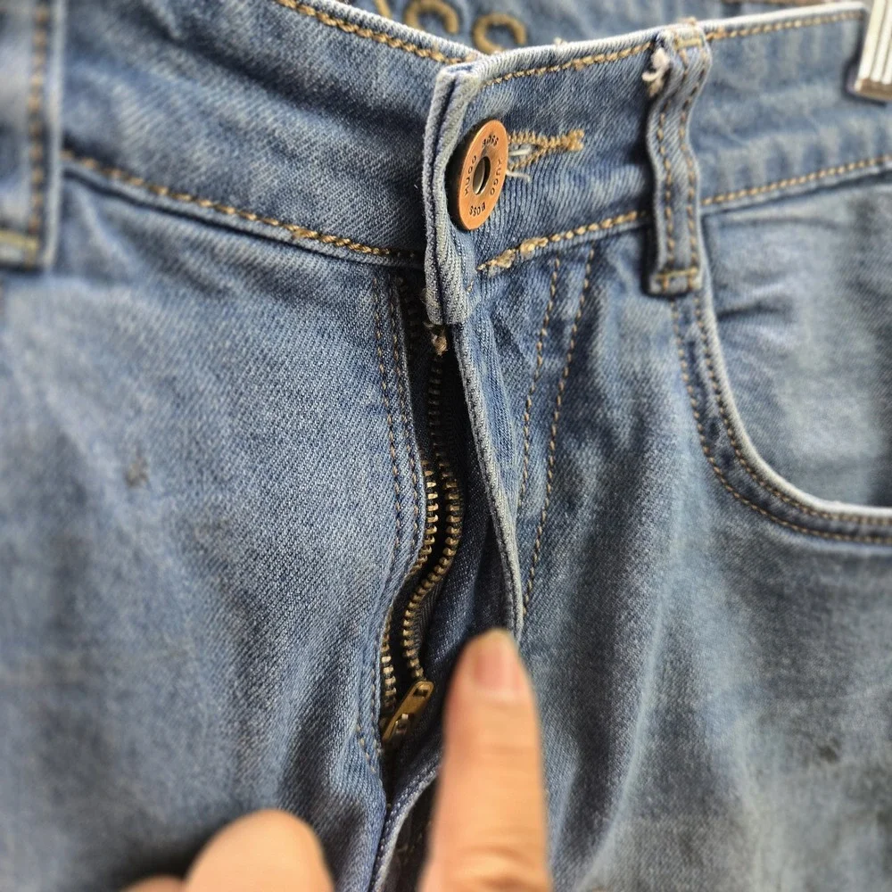 Hugo Boss Men Jeans 30 Blue Denim Embroidered Slim 30